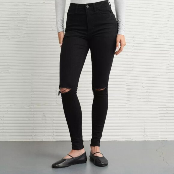 American Eagle Next Level Ripped Super High-Waisted Jegging - Size 8 - Picture 1 of 7